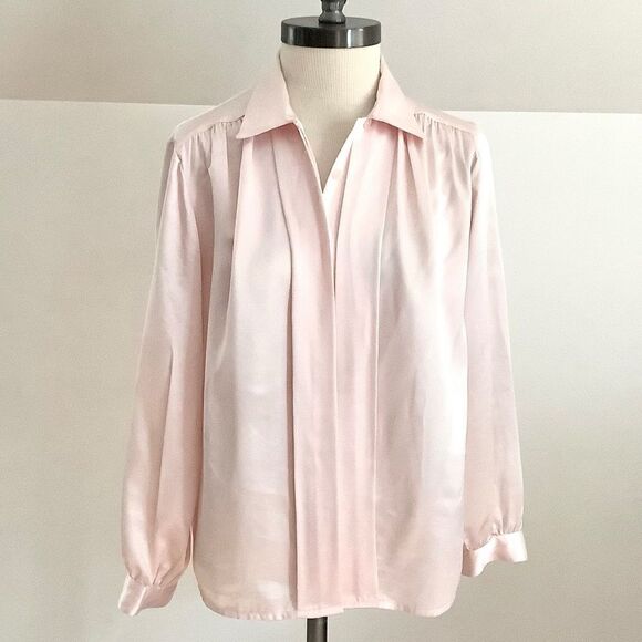 Vintage Impressions | Pink Polyester Button Down Blouse size 14​ - Picture 1 of 4